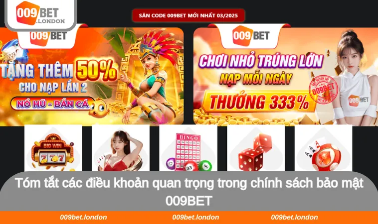 Tóm tắt các điều khoản quan trọng trong chính sách bảo mật 009BET