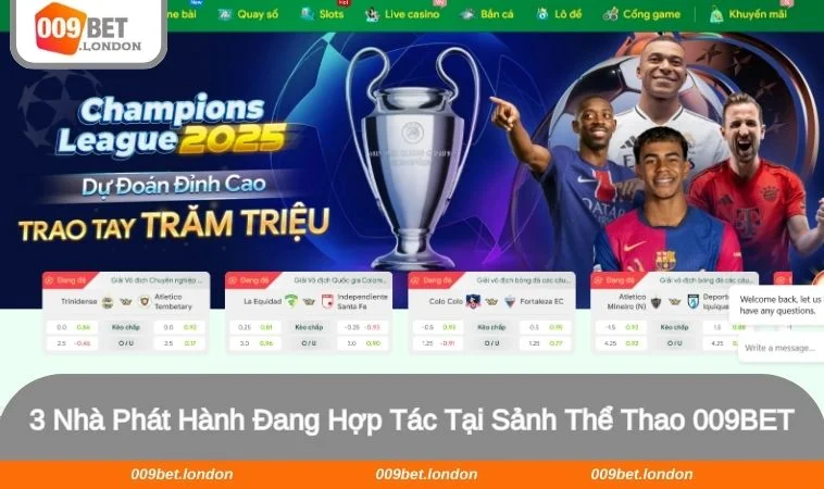 3 nhà phát hành hợp tác phát triển tại sảnh thể thao nhà cái