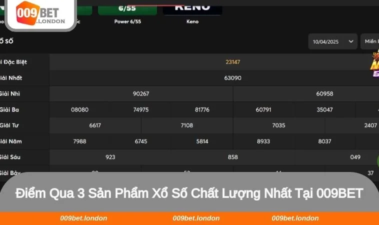 Top 3 siêu phẩm chất lượng nhất tại sảnh xổ số 009BET